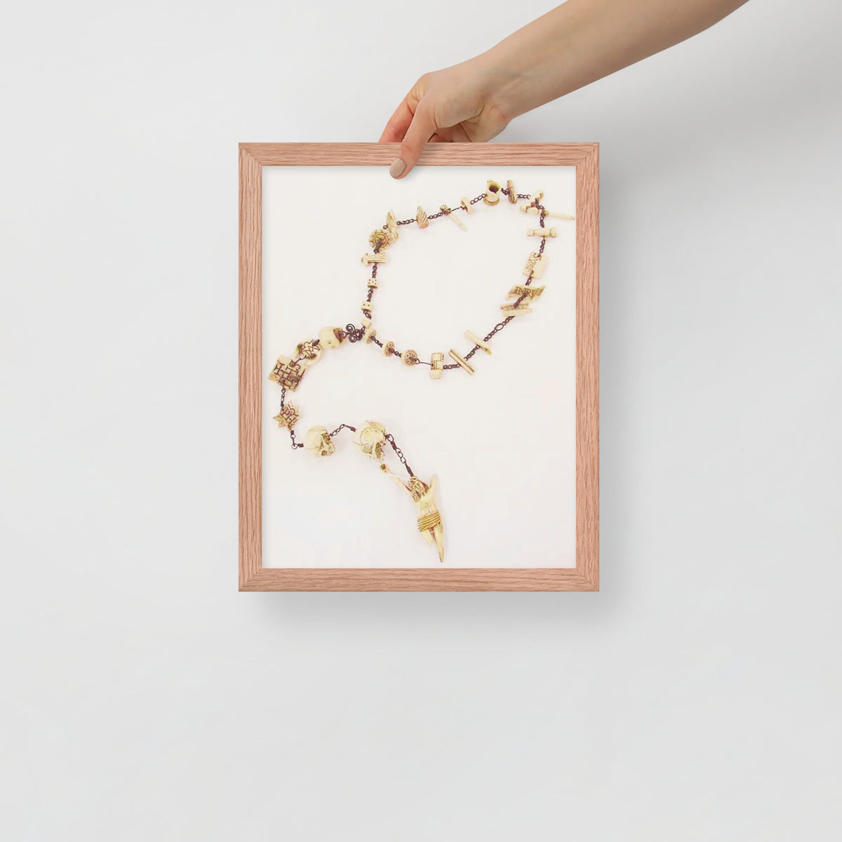 Bone Rosary | Framed Catholic Art Print | Sacred Home Decor